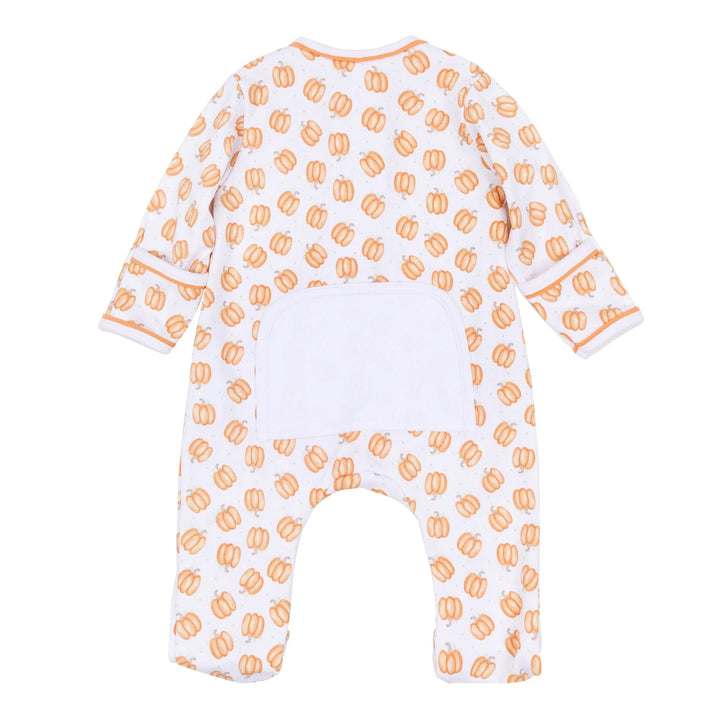 Baby Pumpkin Print Zip Footie