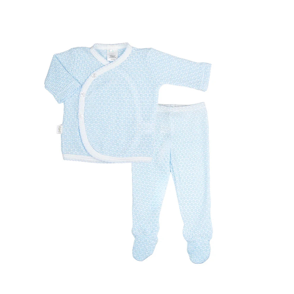 Knit Kimono Footie Set - Blue