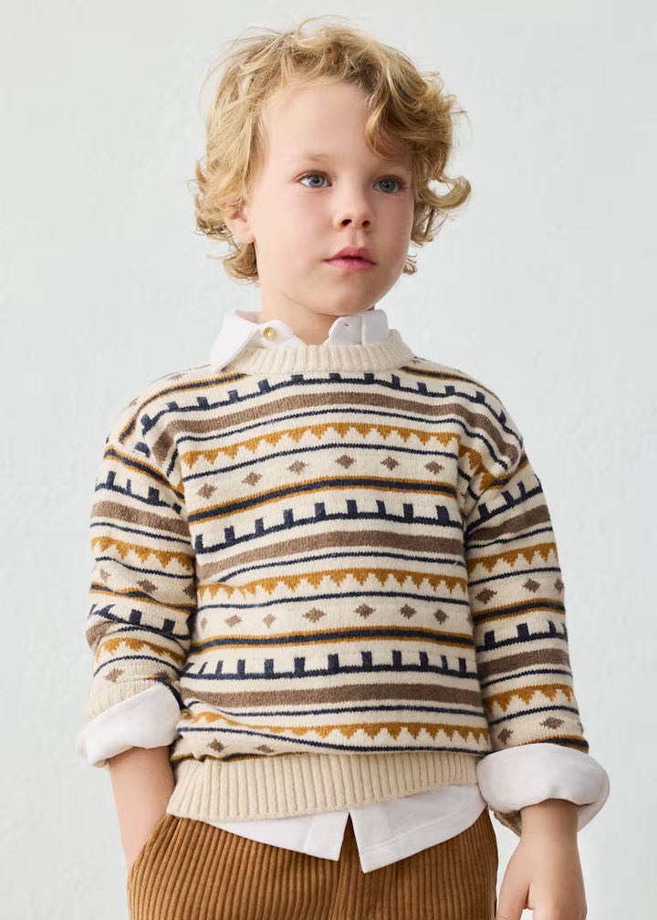 4308 Boy Jacquard Sweater - Cereal heather