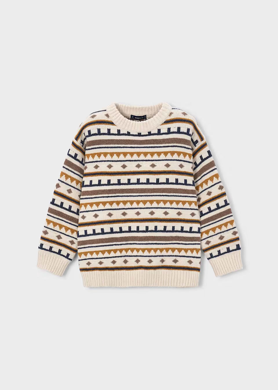 4308 Boy Jacquard Sweater - Cereal heather