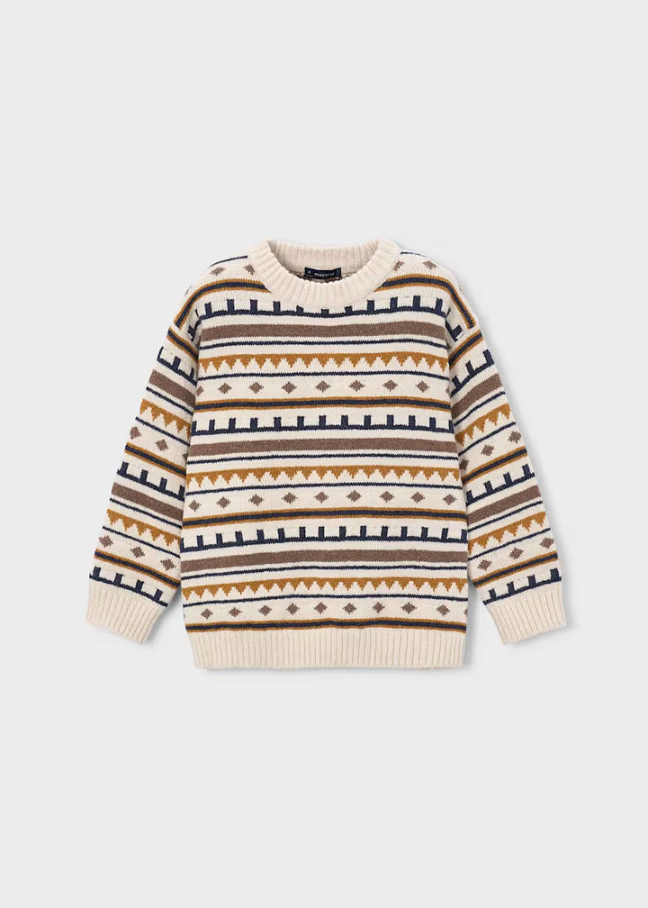 4308 Boy Jacquard Sweater - Cereal heather