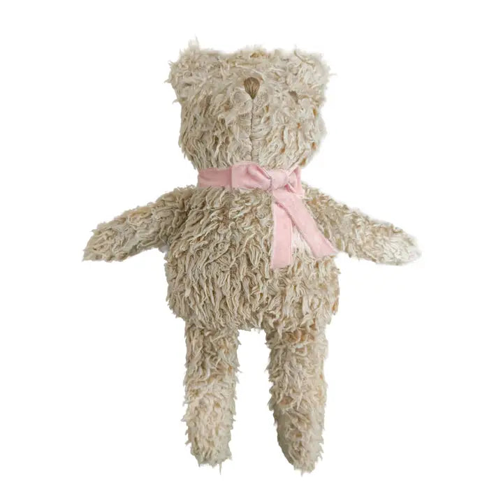 Plush Bear Pink Velvet Bow Teddy