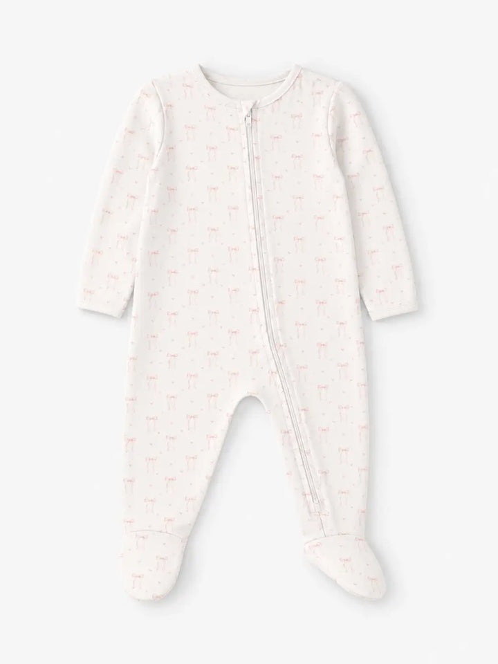 Zipper Footie - Heart Ribbon