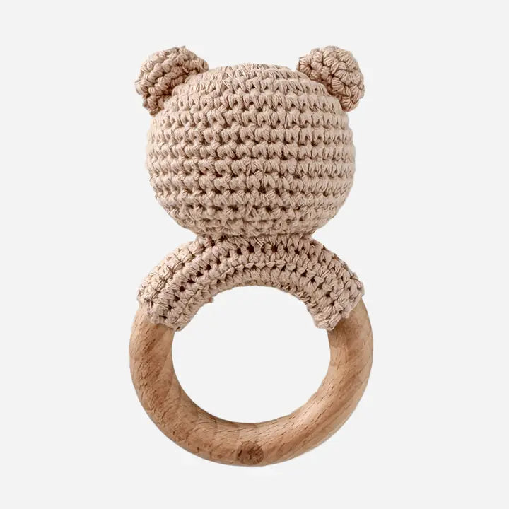 Teether Bear Brown Toy Rattle