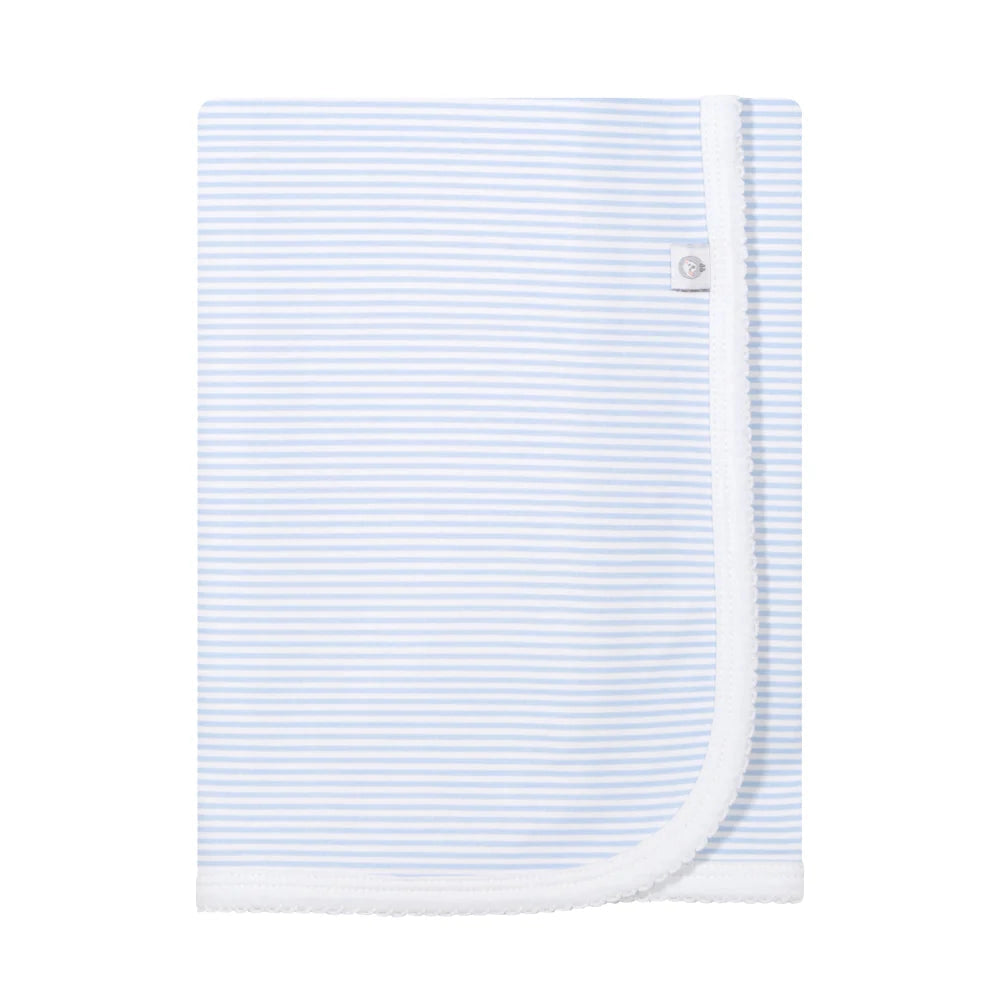 Blue Stripes Pima Cotton Baby Blanket