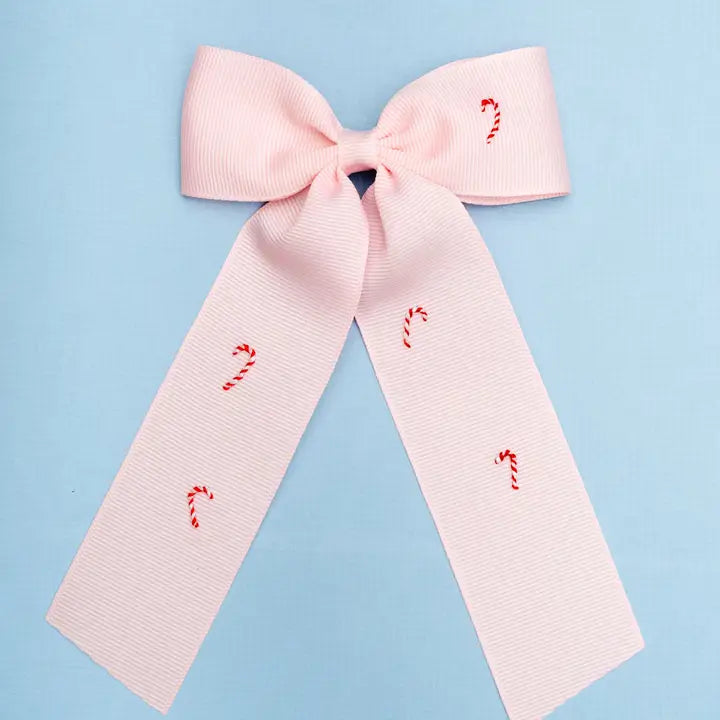 Candy Cane Village Bow - Pink
