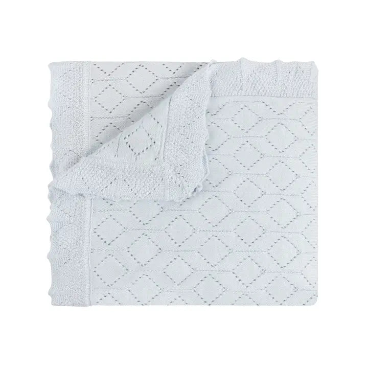 Blue Lux Pointelle Knit Blanket