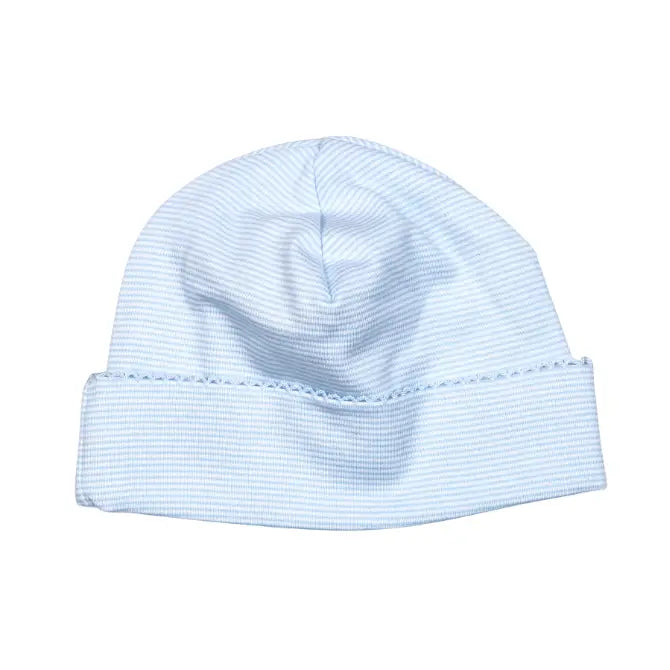 Blue Stripes Pima Beanie Blue Trim