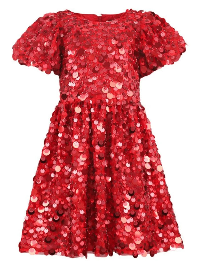 Sweet Shimmer Party Dress - Red