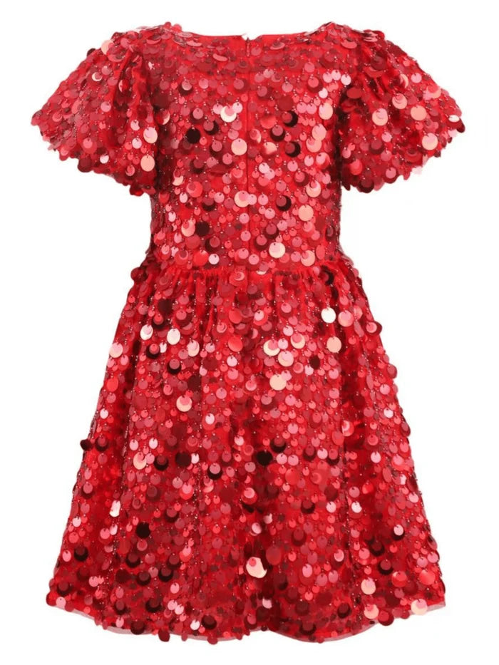 Sweet Shimmer Party Dress - Red