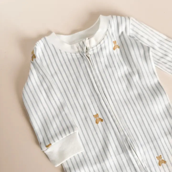 Layette Organic Zipper Romper Teddy Bear Outfit