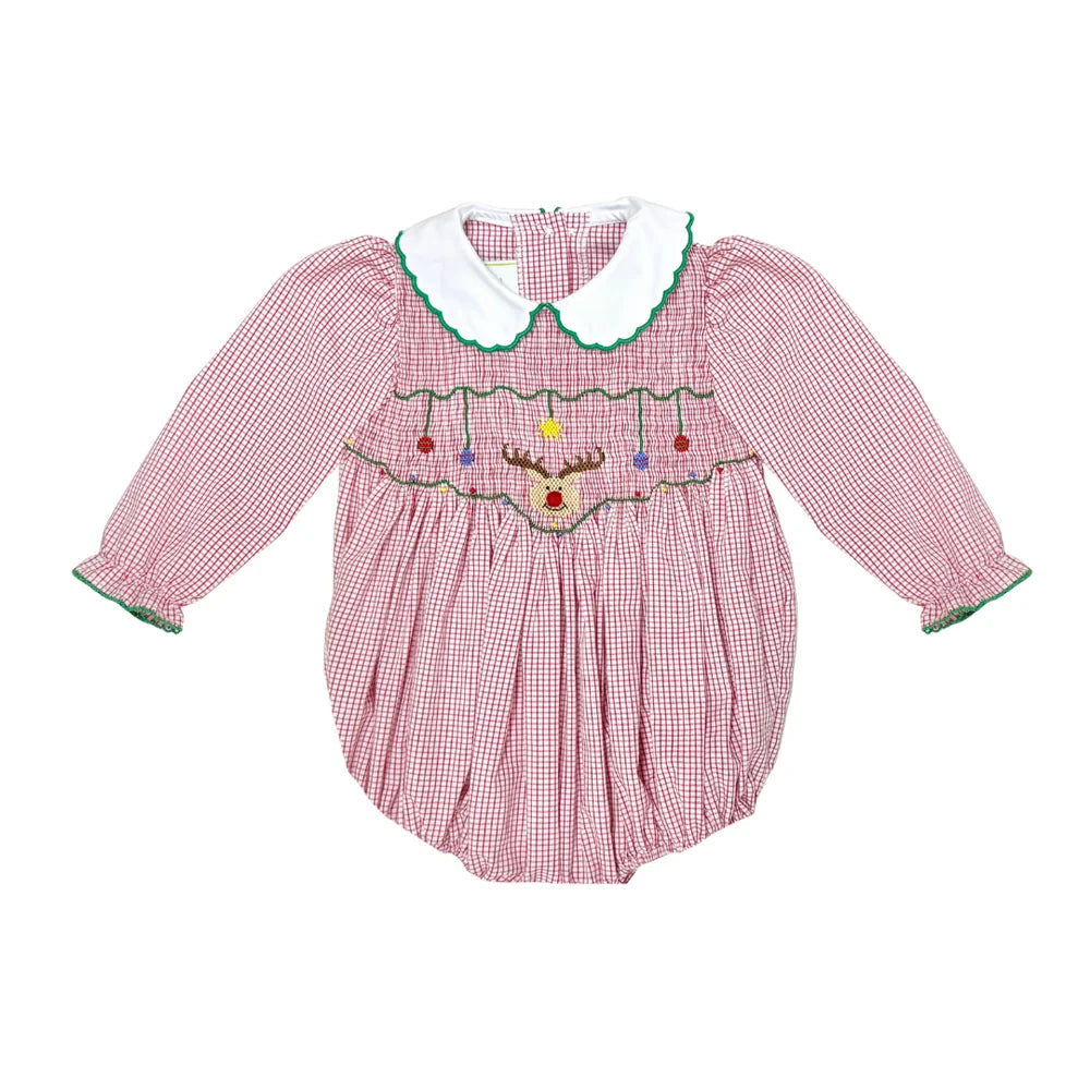 Reindeer Smocked Kendall Collar Bubble