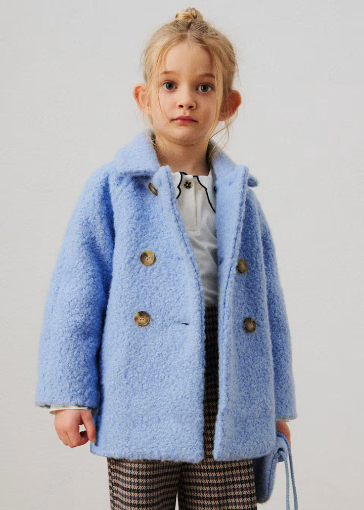 Girl Terry Coat With Bag - Sky Blue