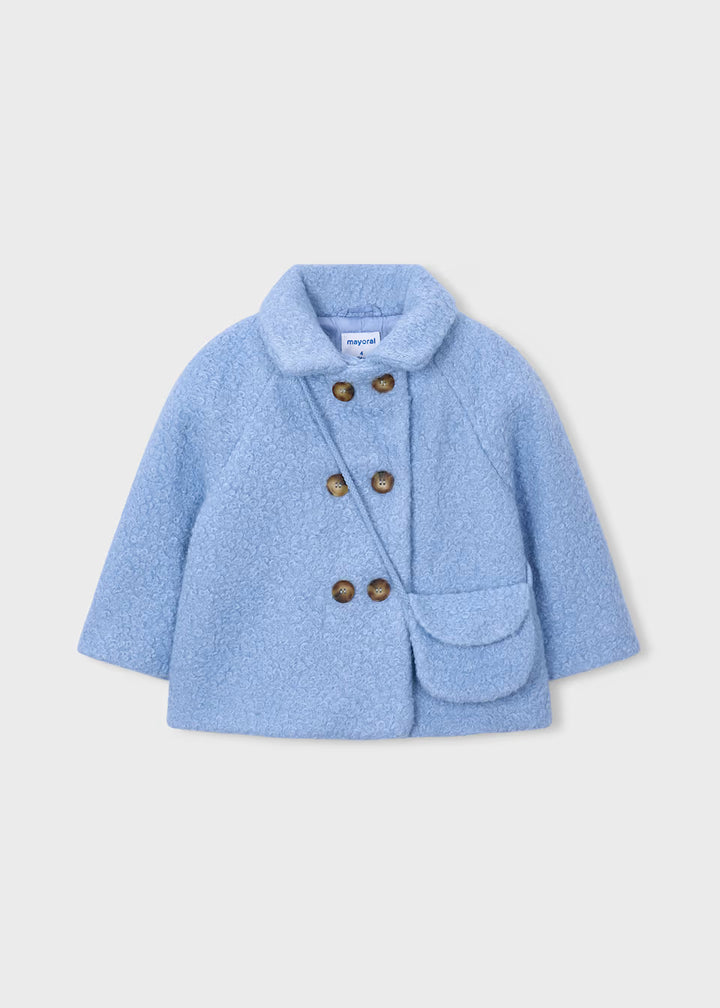 Girl Terry Coat With Bag - Sky Blue
