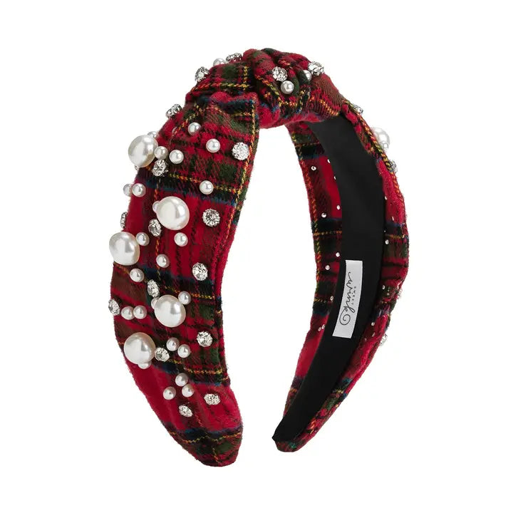 Christmas Tartan Pearl Headband