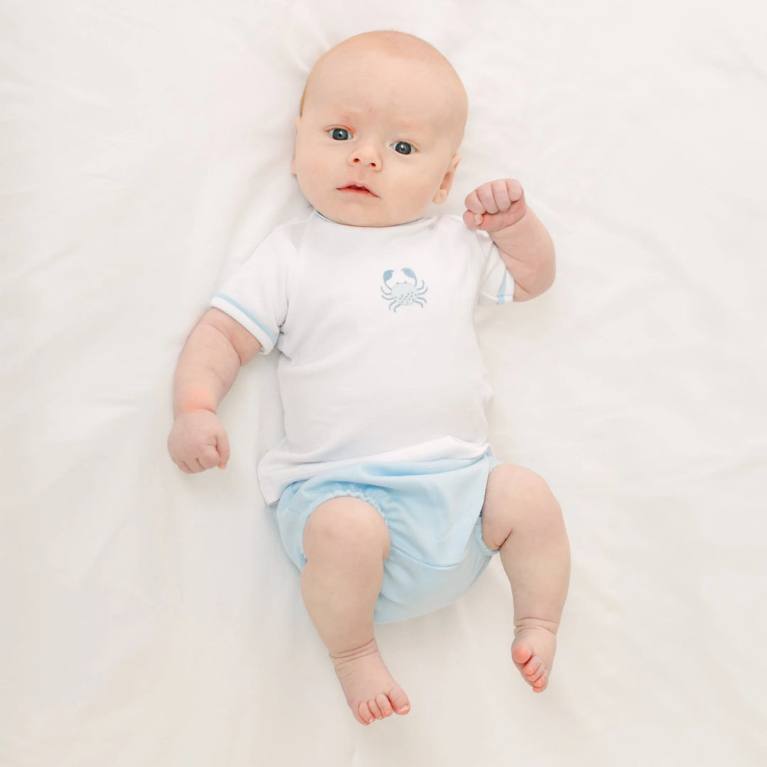 Little Crawlers Embroidered Diaper Cover Set - Light Blue
