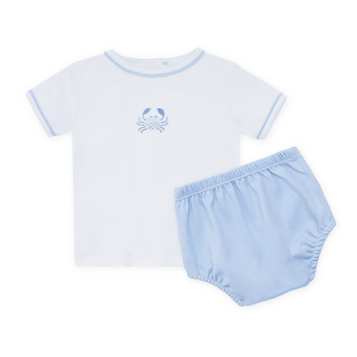 Little Crawlers Embroidered Diaper Cover Set - Light Blue