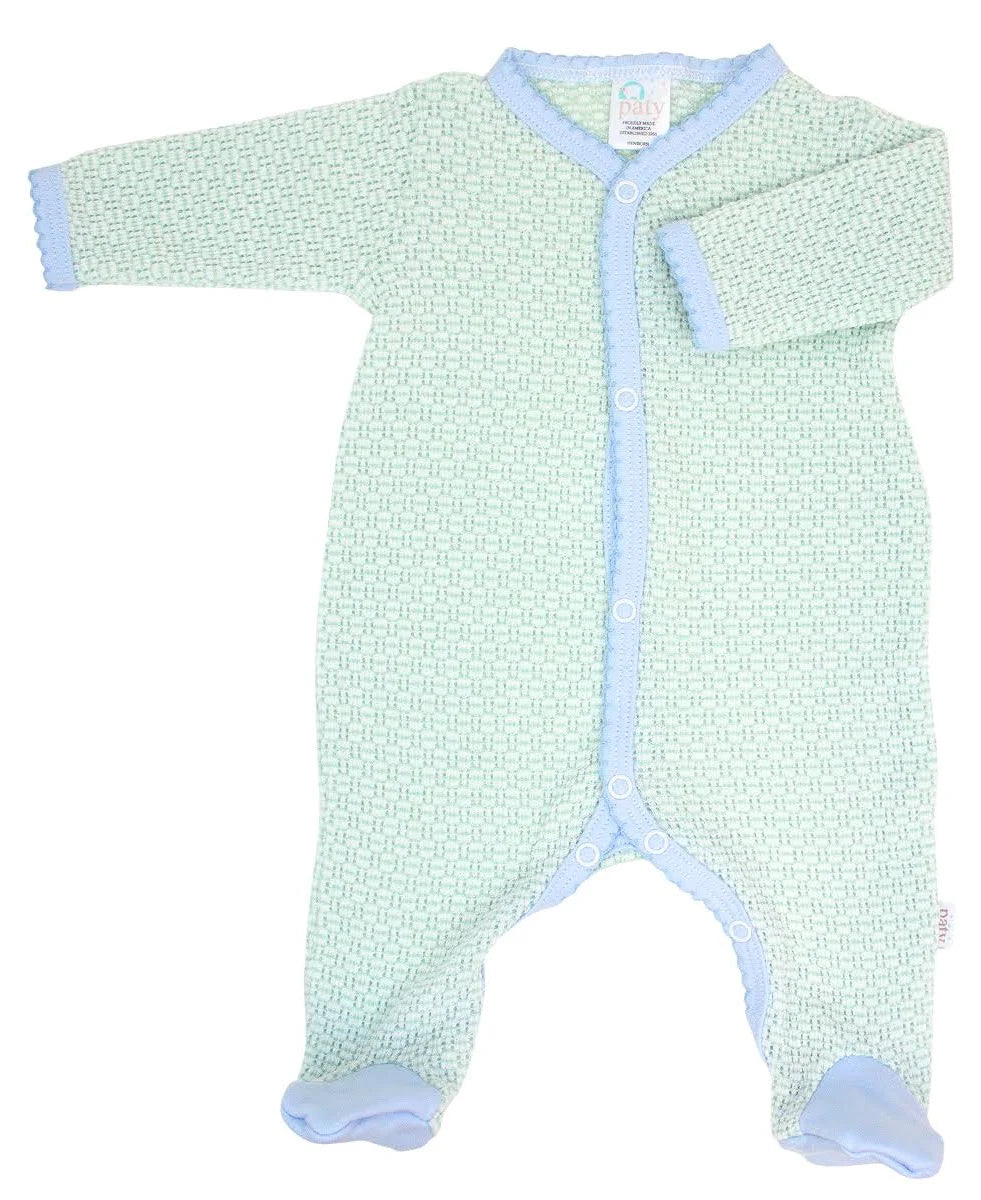 Footie w/ Pima Trim Mint/Blue