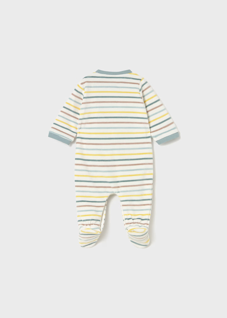 Dino Velour Striped Romper