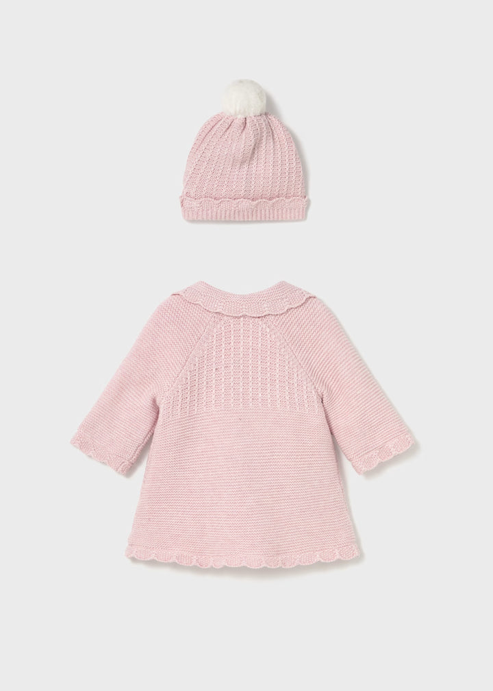 Pink Knit Coat with Hood