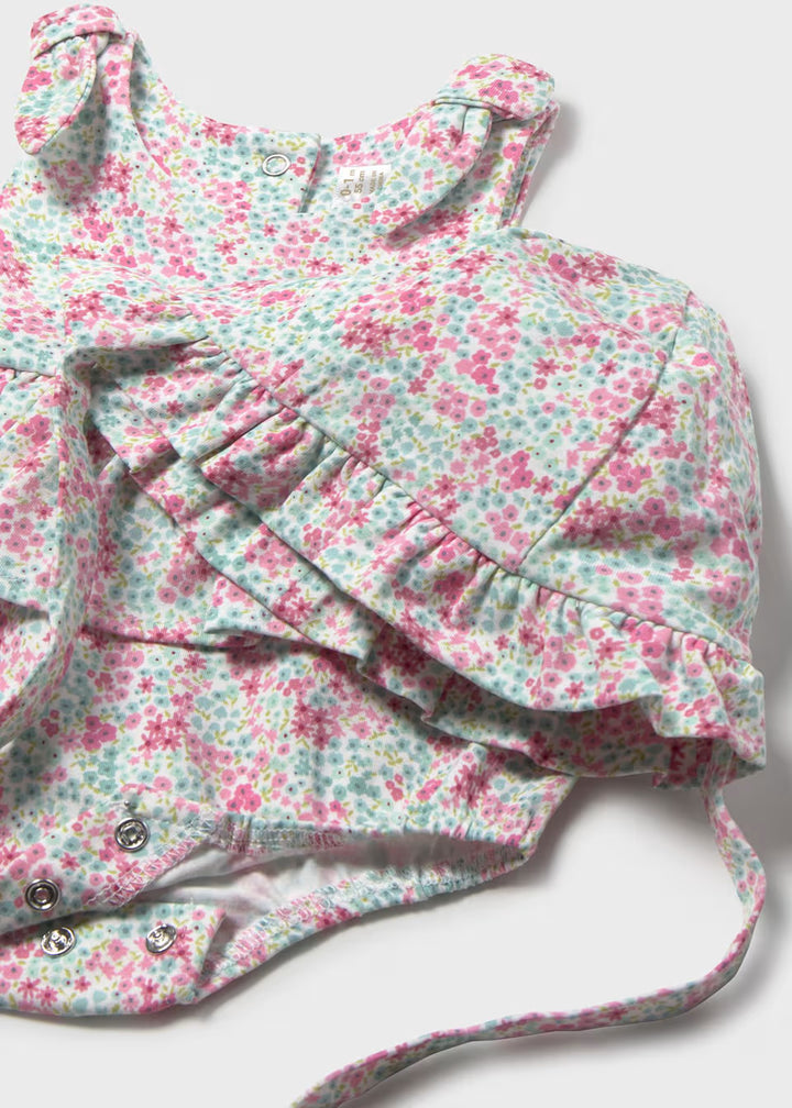 Printed Romper with Hat Set - Aqua