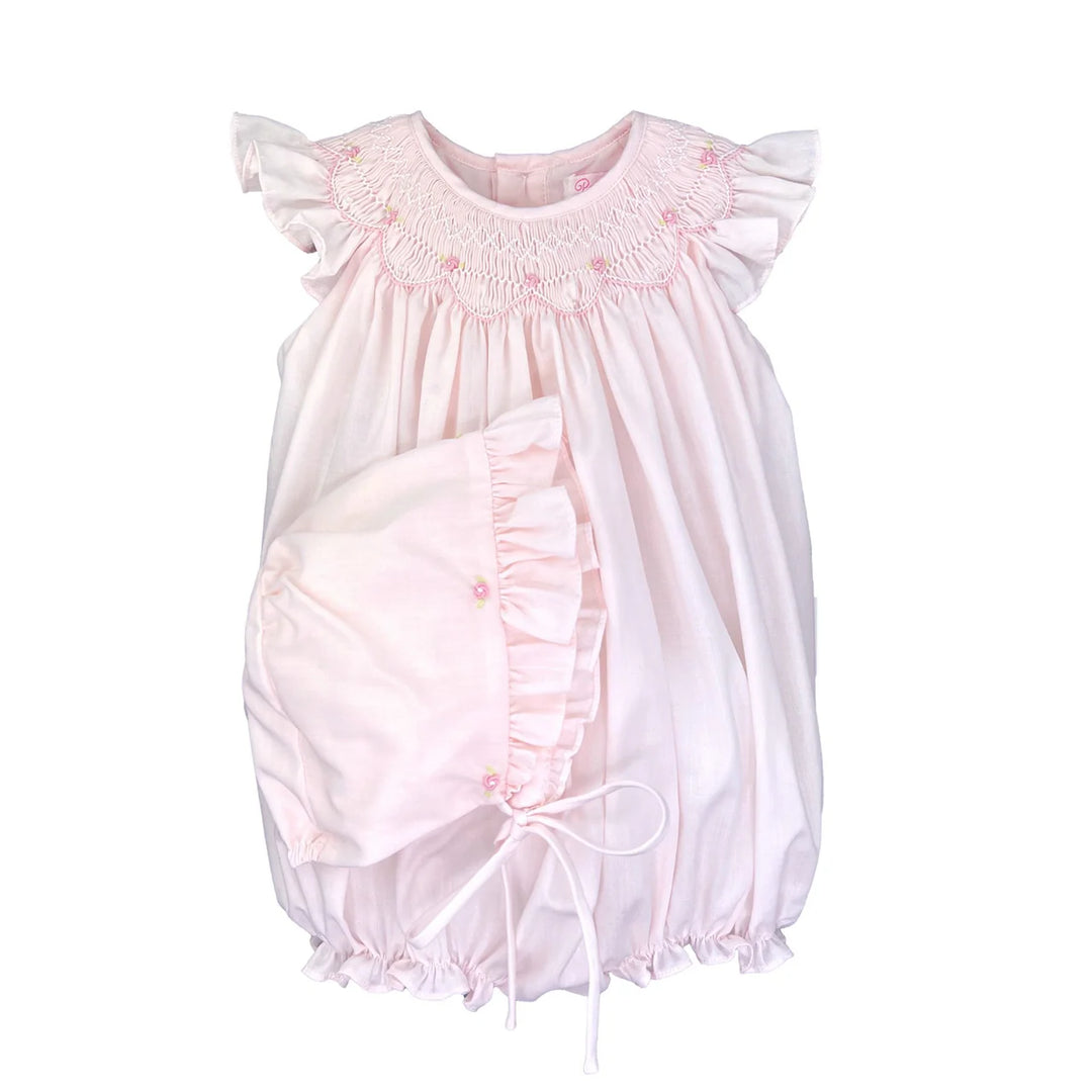 Petit Ami Pink Smocked Bubble & Hat