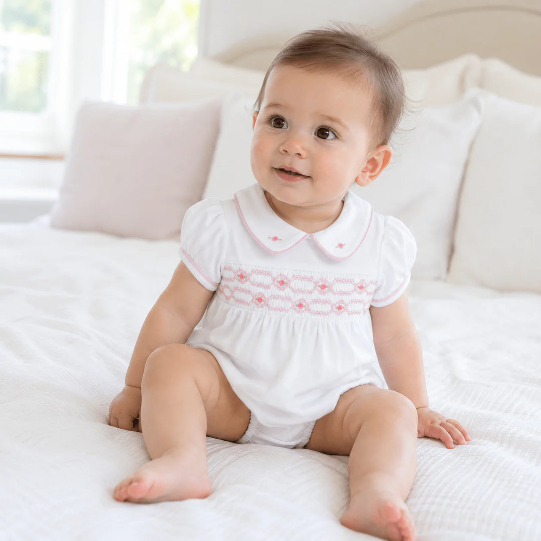 Poppy Smocked Bubble- Pink