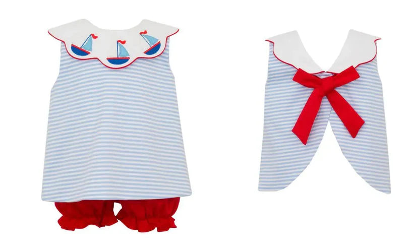 Blue Sailboat Bloomer Set