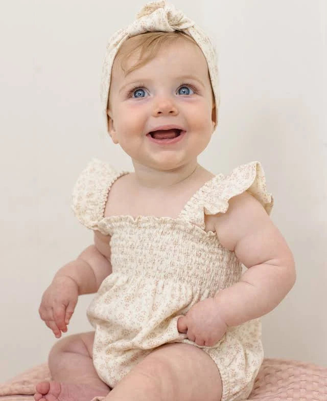 Smocked Ruffle Sleeve Romper - Ditsy