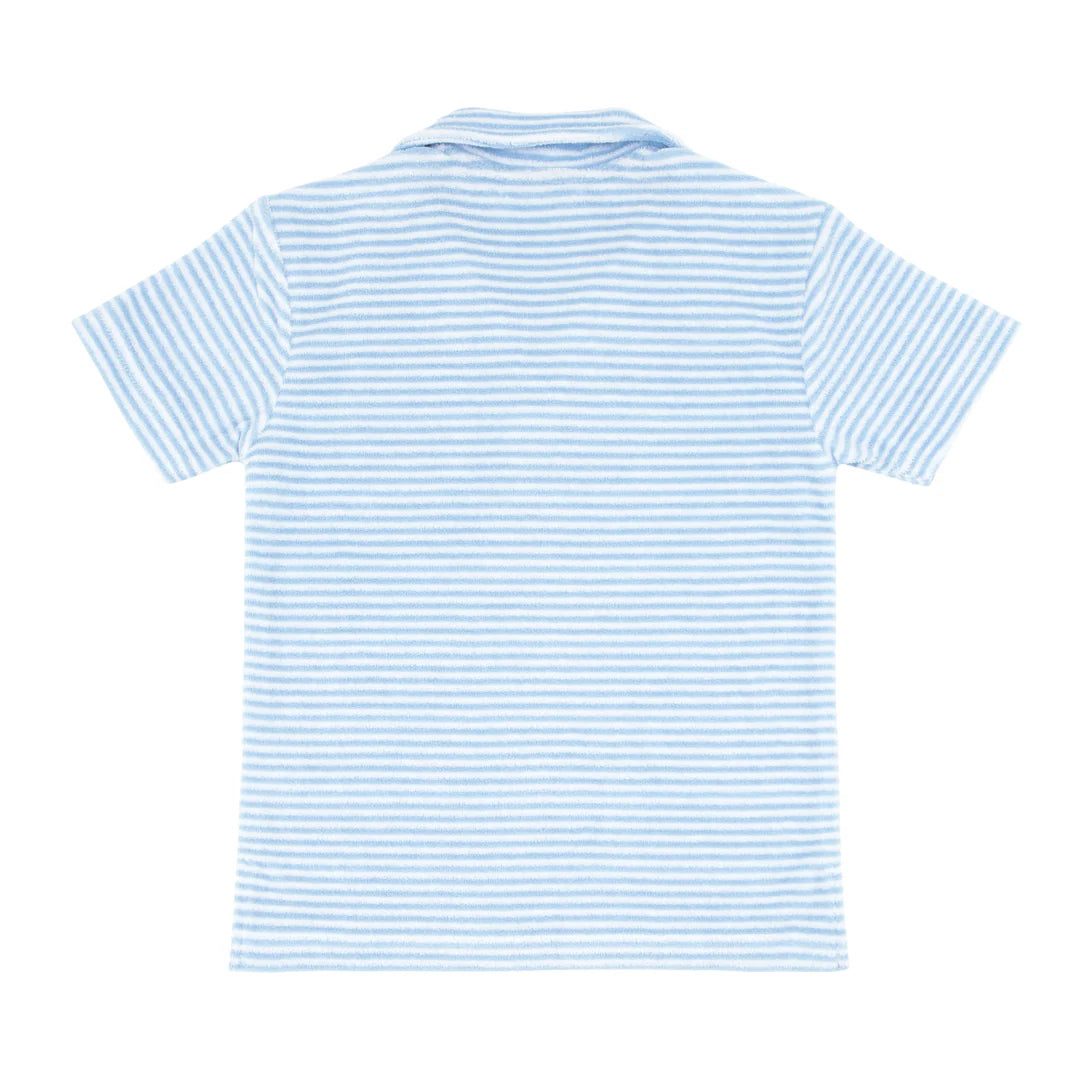 Powder Blue Stripe French Terry Polo