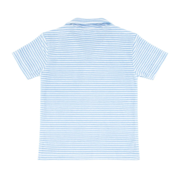 Powder Blue Stripe French Terry Polo
