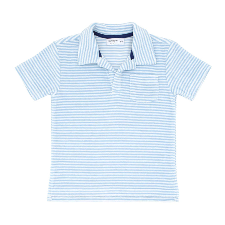 Powder Blue Stripe French Terry Polo