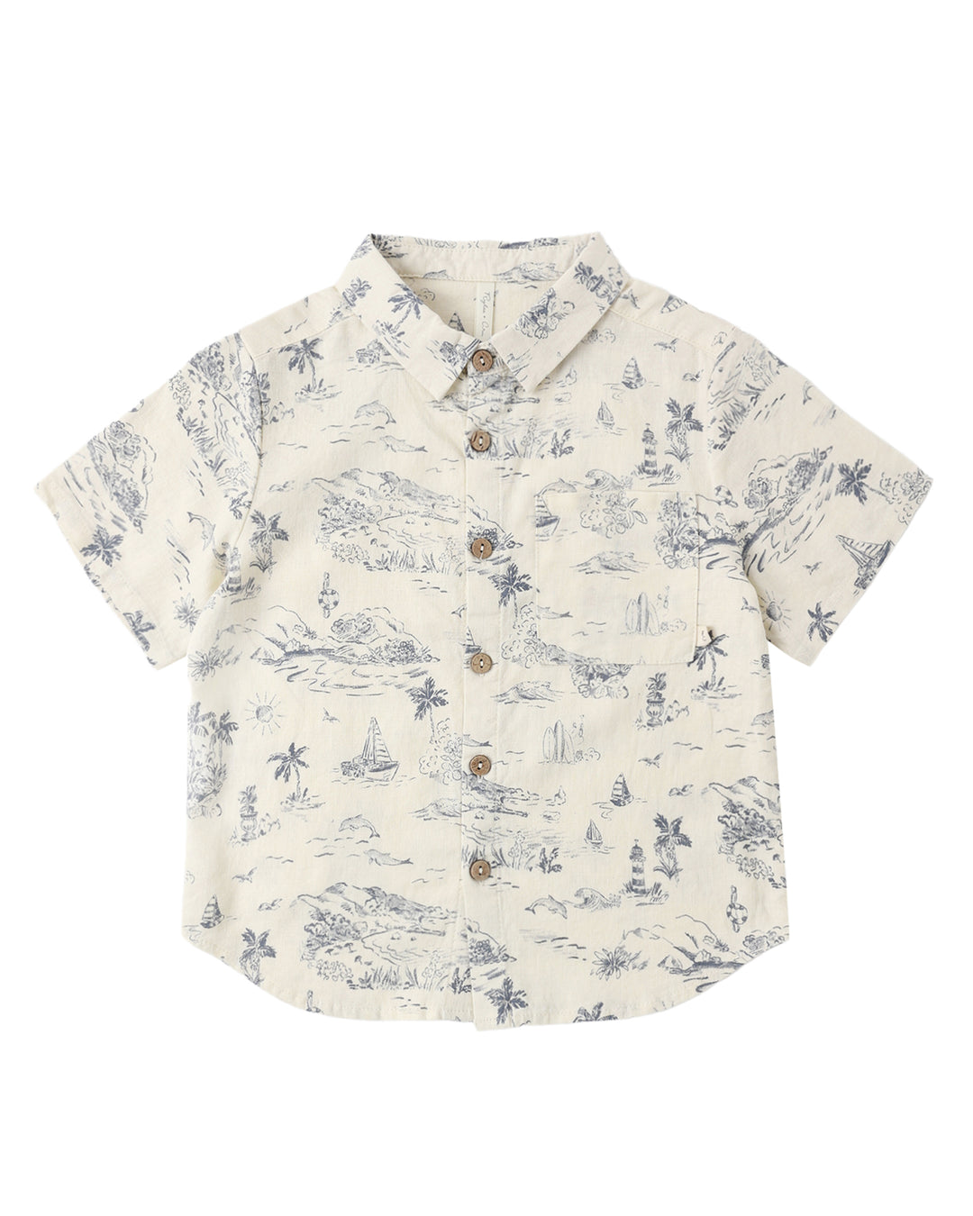 Collared SS Shirt Ocean Toile