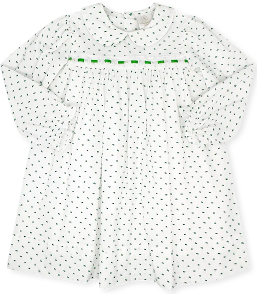 Ribbon Dress - Mistletoe Green Swiss Dot