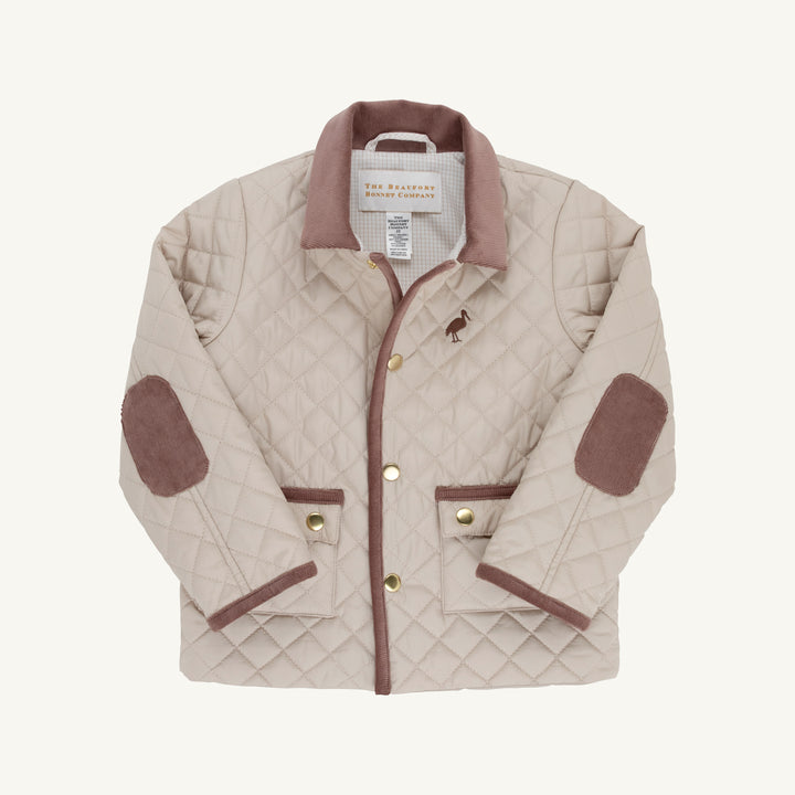 Caldwell Quilted Coat - Keeneland Khaki/Gray Bay Brown