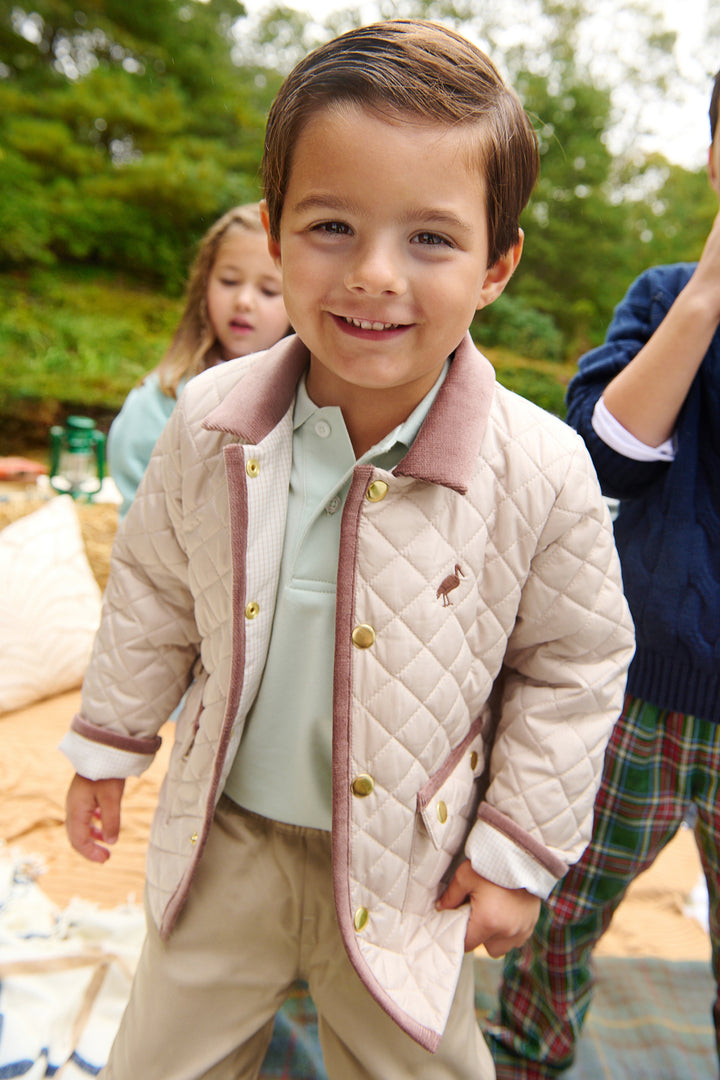 Caldwell Quilted Coat - Keeneland Khaki/Gray Bay Brown
