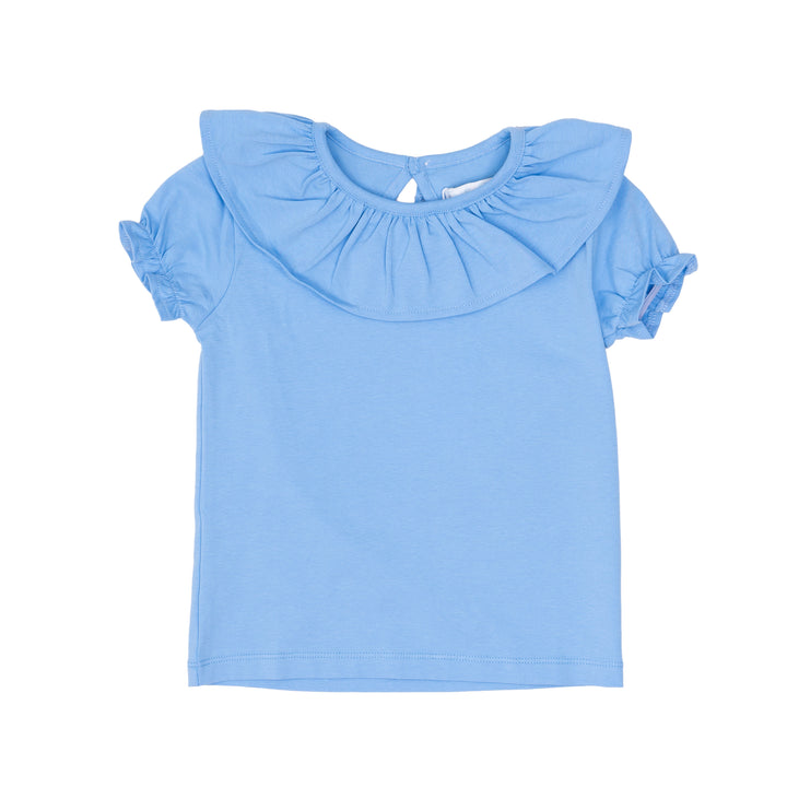 Blue Ruffle Shirt and Pumpkin Trellis Skort Set