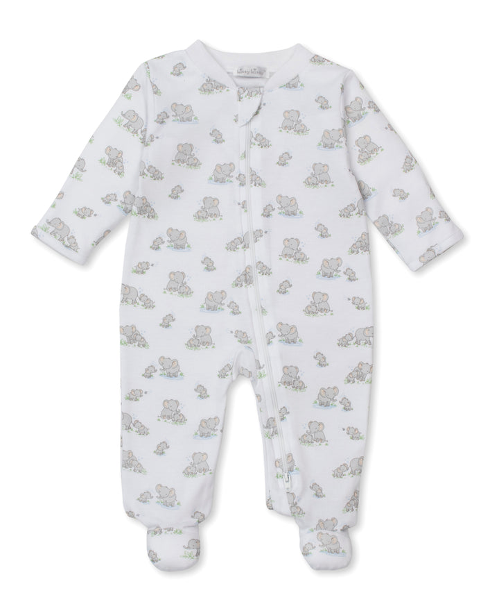 Footie w/Zip Grey Elephant