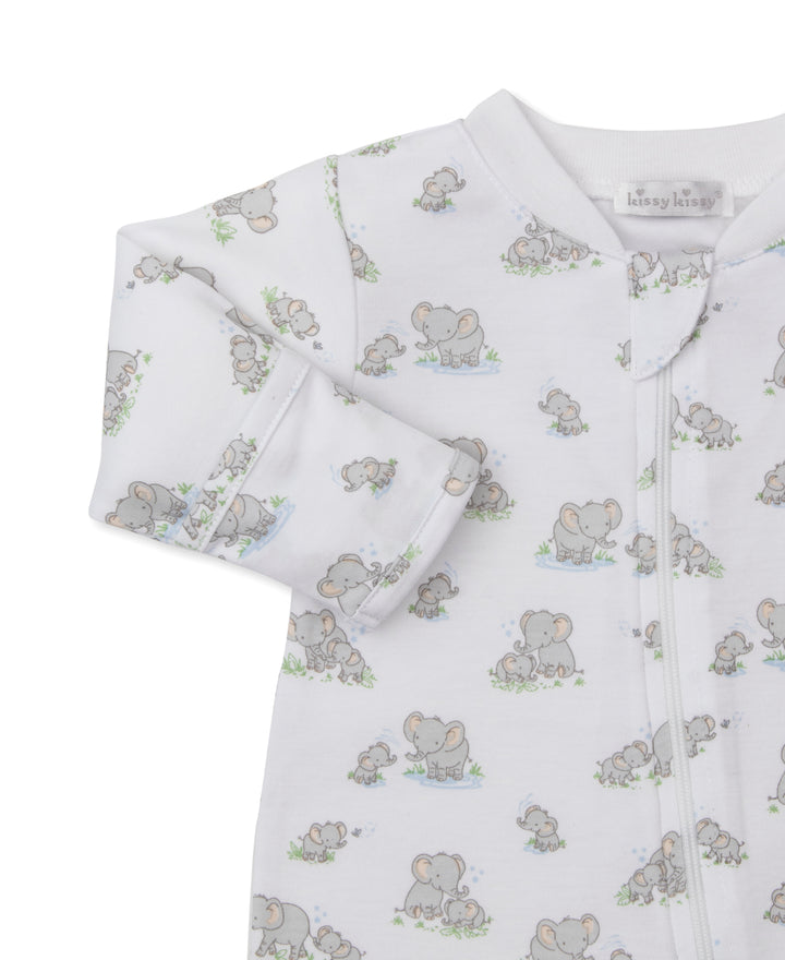 Footie w/Zip Grey Elephant